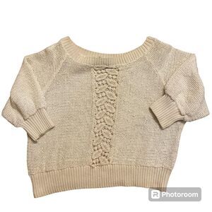 Vintage off the shoulder, wide neckline crocheted sweater top.